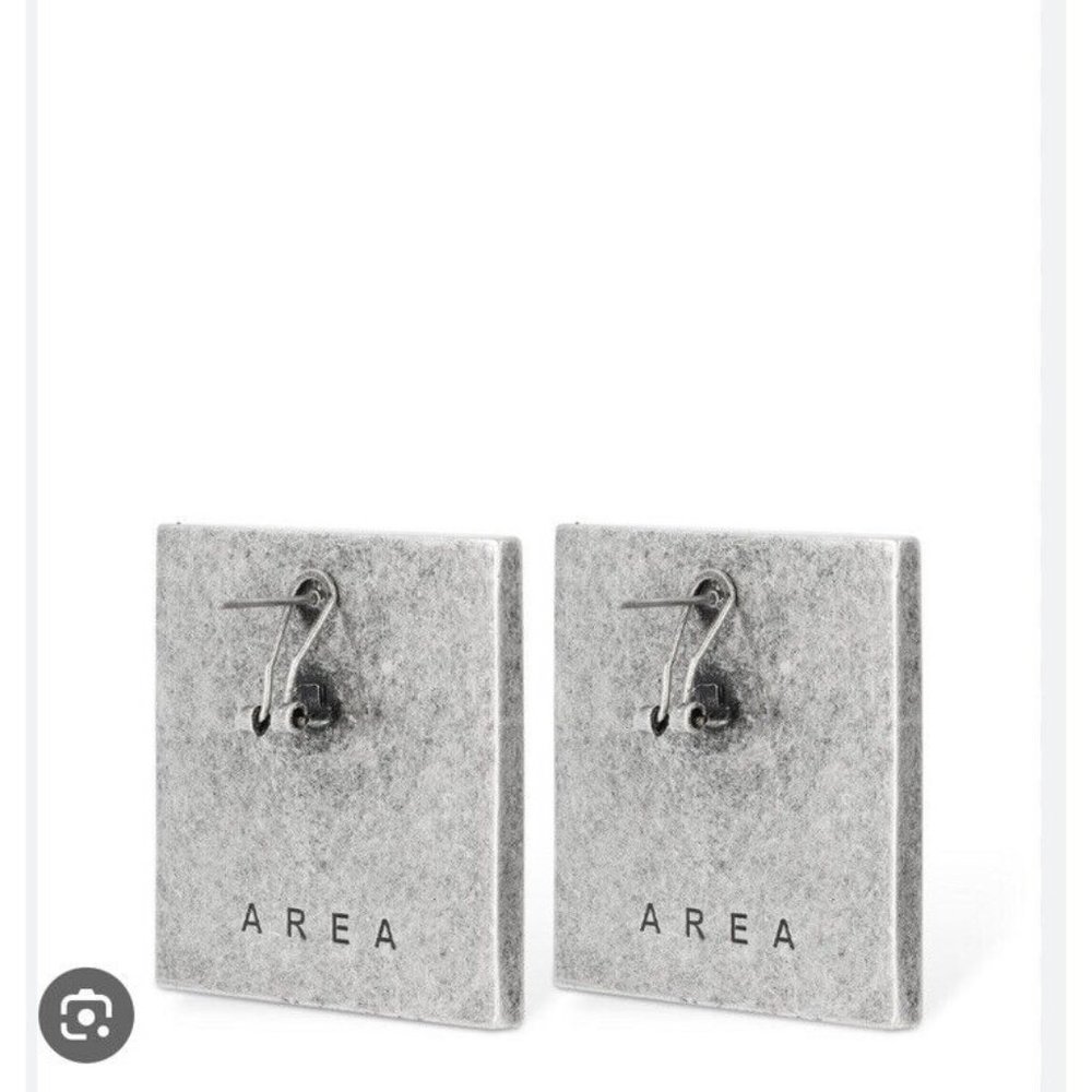 AREA Crystal Pyramid Earrings Clear & Antique Silver Plated - Picture 4 of 4